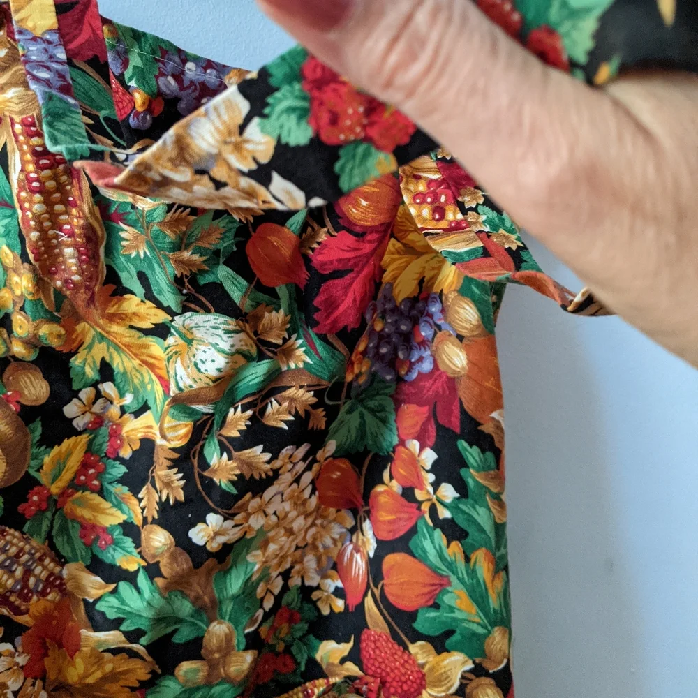 Handcrafted Large Apron,  Colorful Veggie Fabric,  Pocket, Waist Ties, Unisex
